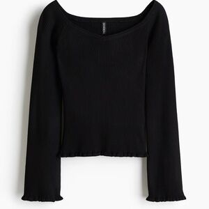 Rib Knit Of The Shoulder Top